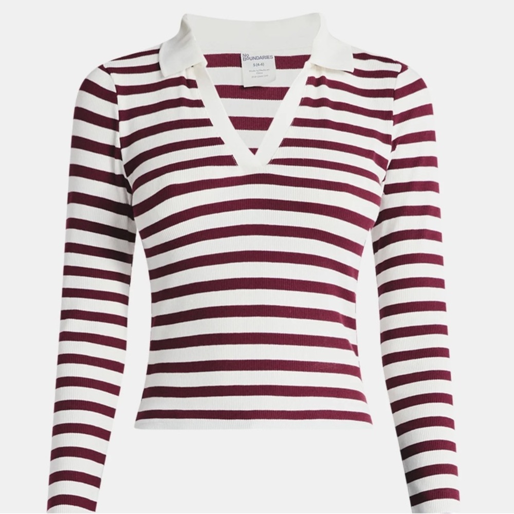 No Boundaries Johnny Collar Tee with Long Sleeves